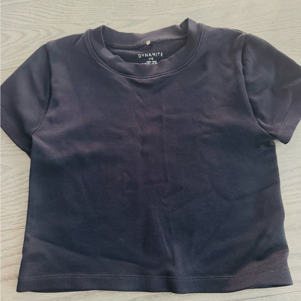 Dynamite black rib Tee body con style